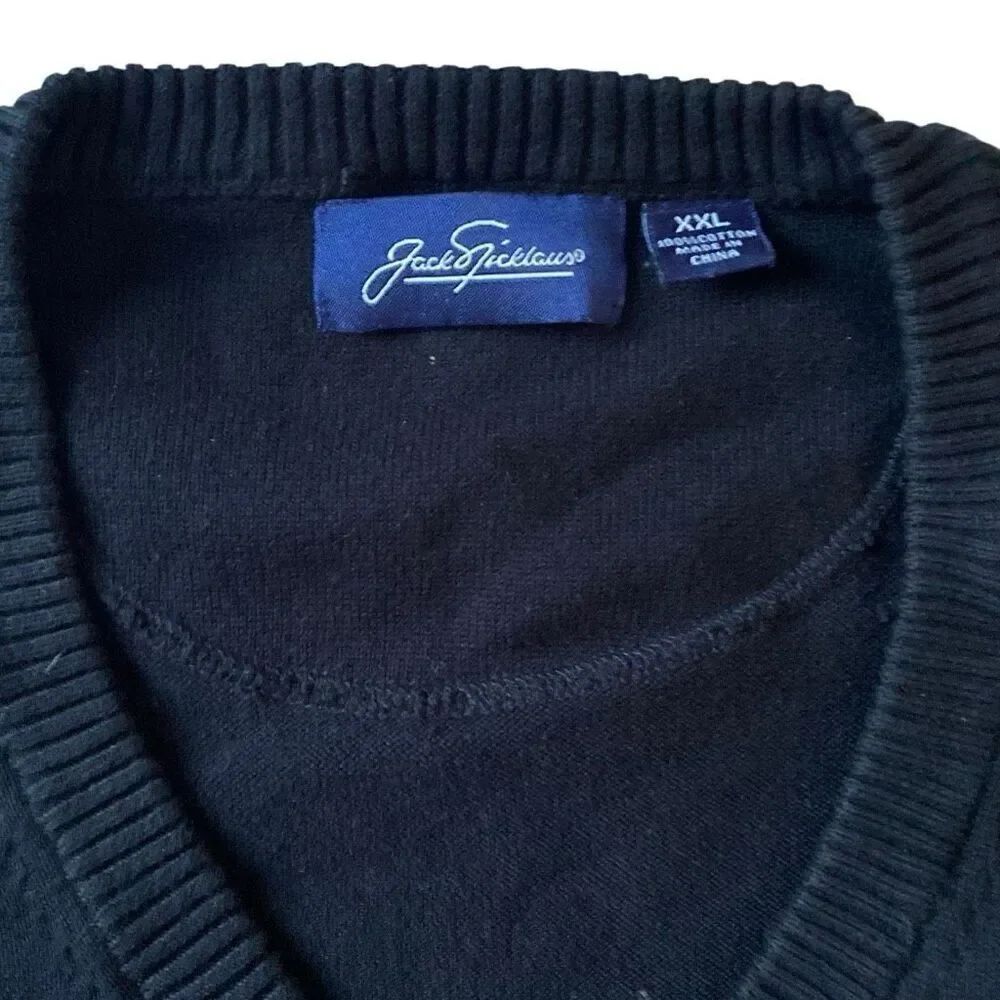 Jack Nicklaus Golf Pullover Sweater XXL Black Yellow Bear Long Sleeve Cotton - Picture 3 of 6
